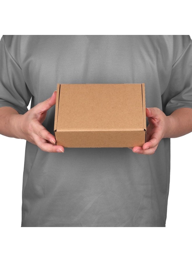 FAYET 24 Pack Small Brown Corrugated Mailer Boxes, Recyclable Kraft Cardboard Shipping Boxes, Easy Fold No Tape/Glue, Crush-Resistant Packaging for Small Business, Gifts, Crafts, Jewelry and Storage（20*14*4cm） - Image 3